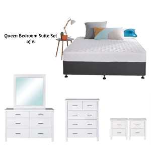 Bedside Table: Tina bedroom Suite White - Set of 6