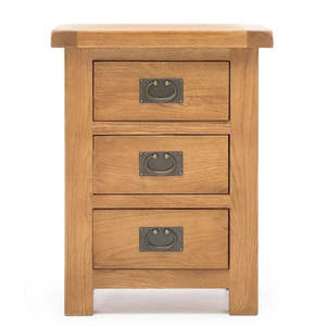 Bedside Table: Oak 3 Drawer Bedside Table
