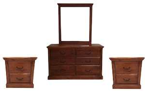 Bedside Table: Dresser with Mirror | Bedside Tables - Set of 3