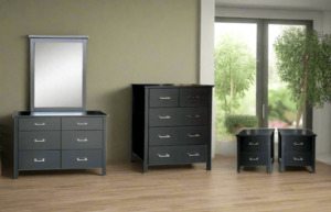 Dressing Table Lowboy: Tina Black Bedroom Suite - Set of 4