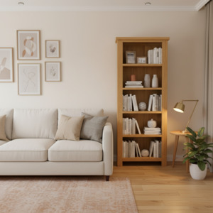 Display Cabinet Bookcase: Oak Bookcase - 1800x600