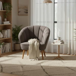 Armchair Occasional Chair: Gemma Boucle Casual Armchair - Coffee