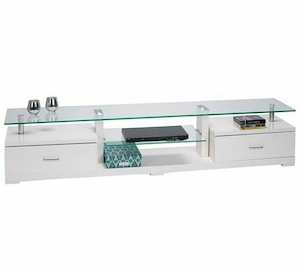 Tv Unit: Ramon Glass Top TV Unit White