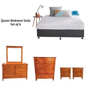 Bedroom Sets: Tina bedroom Suite Honey - Set of 6