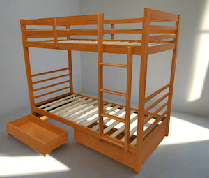 Bedroom: Bunk Bed W/ 2 Drawers - Honey