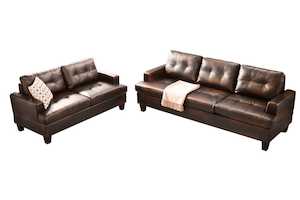 Knollwood 3+2 Seater Faux Leather Sofa - Brown