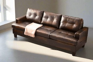 Knollwood 3 Seater Faux Leather Sofa - Brown
