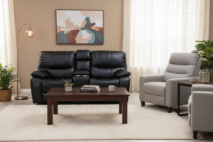 Sofas Lounge Suites: Bergen Manual Recliner 2 Seater with Console