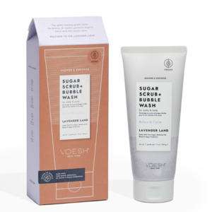 VOESH Sugar Scrub + Bubble Wash – Lavender Land 210g