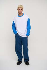 Mens Tees: Raglan Long Sleeve Blue