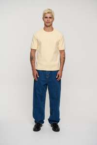 Mens Tees: Charlie Ringer Tee Plain Cream