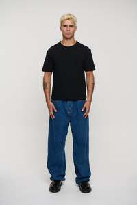 Mens Tees: Charlie Ringer Tee Plain Black