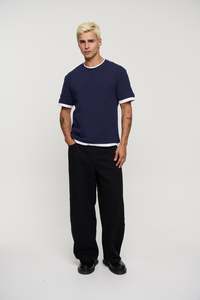 Mens Tees: Double Trim Cotton Tee Navy