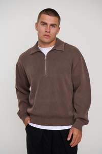 Calin Zip Up Knit Choc