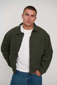 Mens Jackets: Collar Lined Jacket Khaki