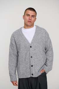 Mens Jackets: Knitted Oversize Cardigan Grey