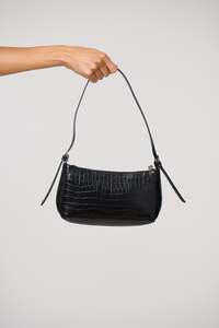 Elizabeth Shoulder Bag Black Croc