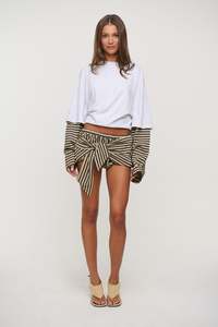 Womens Skirts: Bloom Bubble Skort Beige Stripe