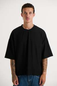 Crop Box Tee Ribbed Black - FINAL SALE