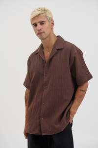 Menssale: Soft Textured Shirt Choc - FINAL SALE