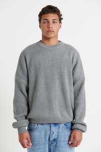 Mens Hoodiesandjumpers: Drop Sleeve Heavy Knit Light Grey
