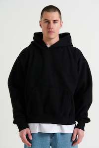 Mens Hoodiesandjumpers: Roman Cropped Drop Hoodie Black
