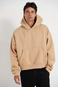 Mens Hoodiesandjumpers: Roman Cropped Drop Hoodie Stone