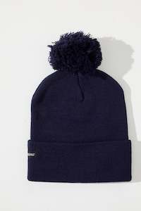 Mens Headwear: Flexfit Pom Pom Beanie Navy - FINAL SALE