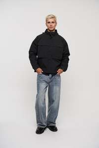 Removable Hood Windbreaker Black