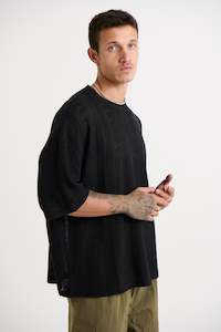 Mens Back In Stock: Ottis Knitted Crew Neck Tee Black