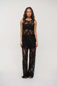 Womens Tops: Sandy Lace Set Black