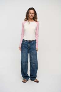 Womens Pants: Chiara Barrel Jean Blue