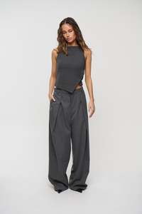Womens Pants: Unisex Josh Baggy Pant Grey Pinstripe