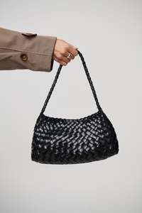 Womens Bags And Shoes: Misha Woven Shoulder Bag Black
