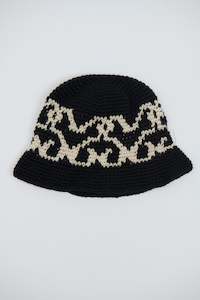 Mens Headwear: Crochet Bucket Hat Surf Black