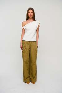 Womens Tops: Brooke Asymmetrical Knit Tank White