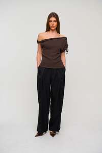 Brooke Asymmetrical Knit Tank Choc