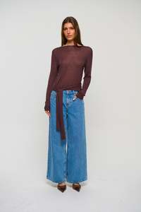Womens Tops: Natalia Long Sleeve Chocolate