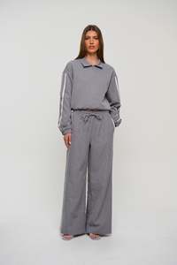 Ramona Pinstripe Bomber Grey