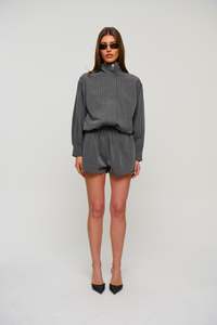 Lola Pinstripe Bomber Dark Grey