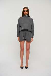 Womens Shorts: Lola Pinstripe Short Dark Grey