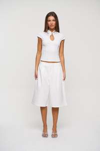 Womens Shorts: Roni Long Short White