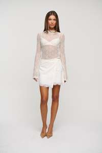 Womens Skirts: Amalia Lace Mini Skirt White