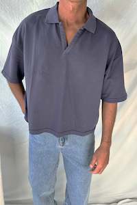 Mens New: Jersey Crop Polo Washed Navy