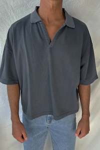 Mens New: Jersey Crop Polo Charcoal