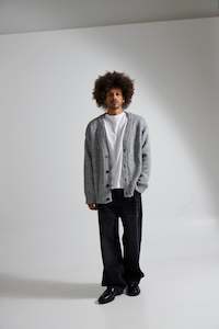 Mens Jackets: Knitted Oversize Cardigan Grey