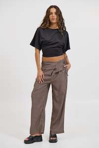 June Pinstripe Pant Brown - FINAL SALE