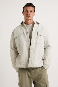 Mens New: Nylon Overshirt Jacket Light Grey