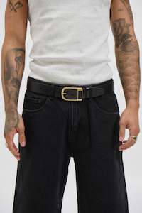 Mens Accessories: Leather Belt Wide Black