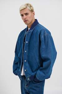 Vintage Bomber Denim Jacket Dark Denim